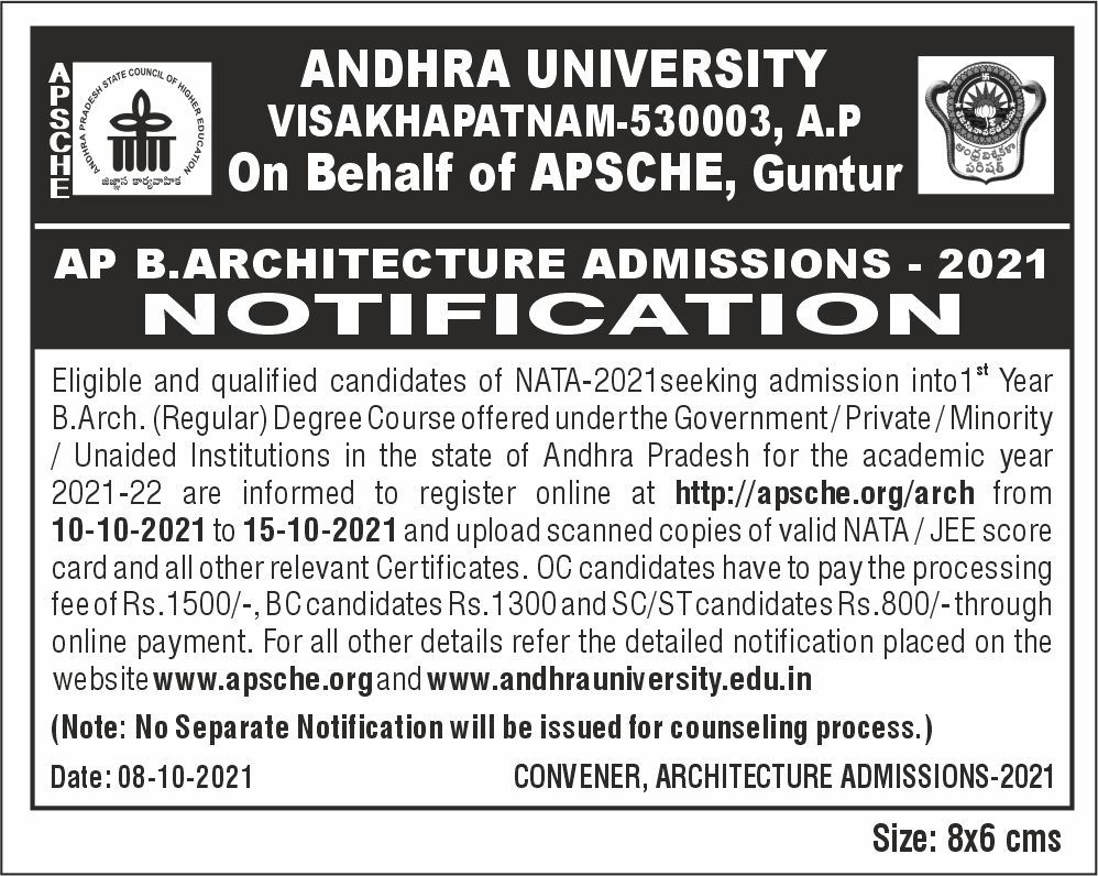 B.Architecture Admissions-Notification released